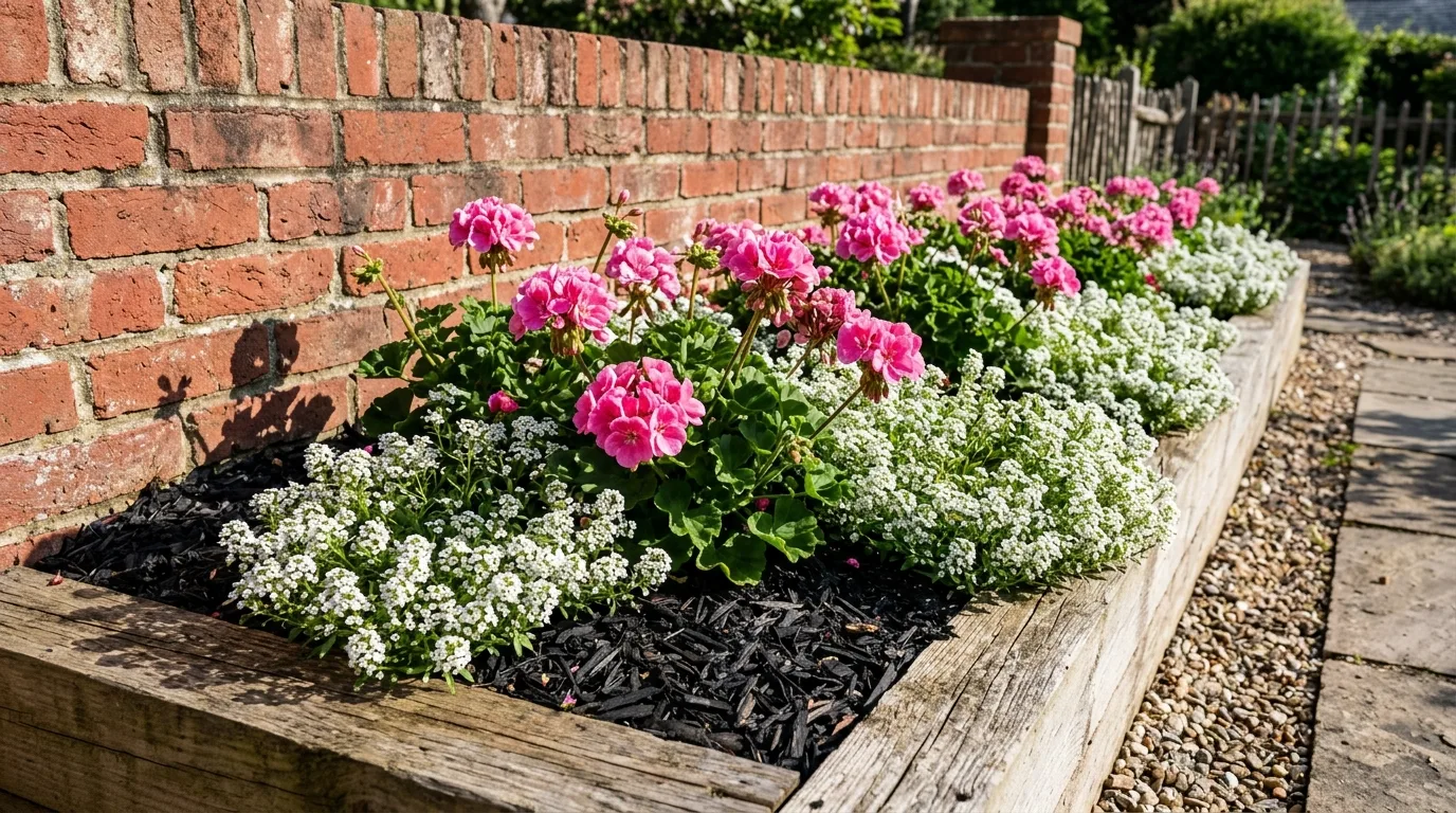 Black Mulch With Rock Accents